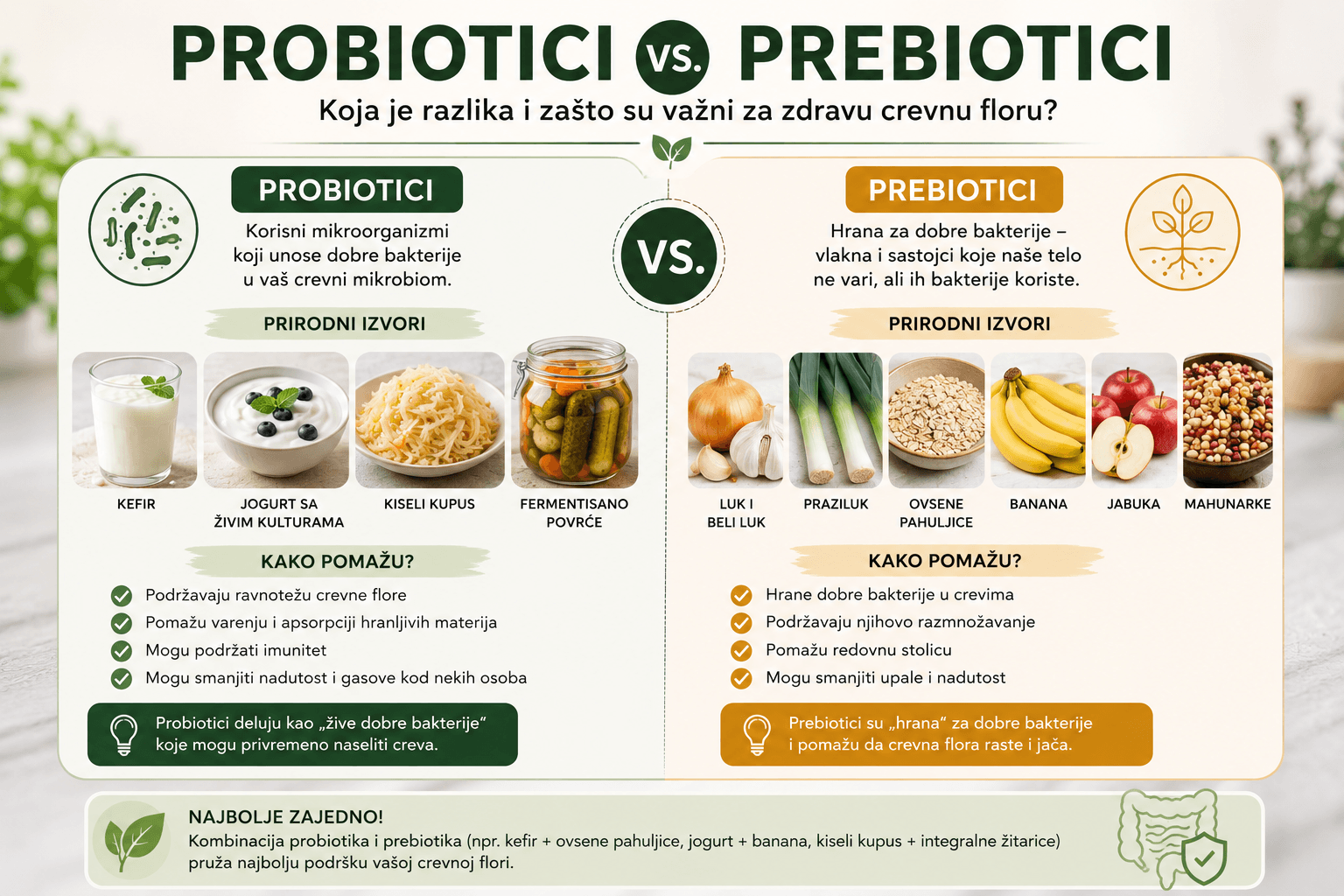 Probiotici i prebiotici razlika za obnovu crevne flore