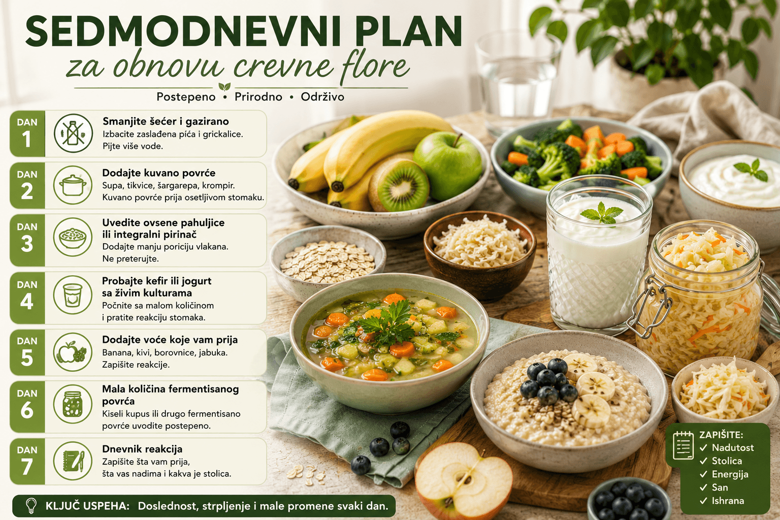 Sedmodnevni plan za obnovu crevne flore prirodno